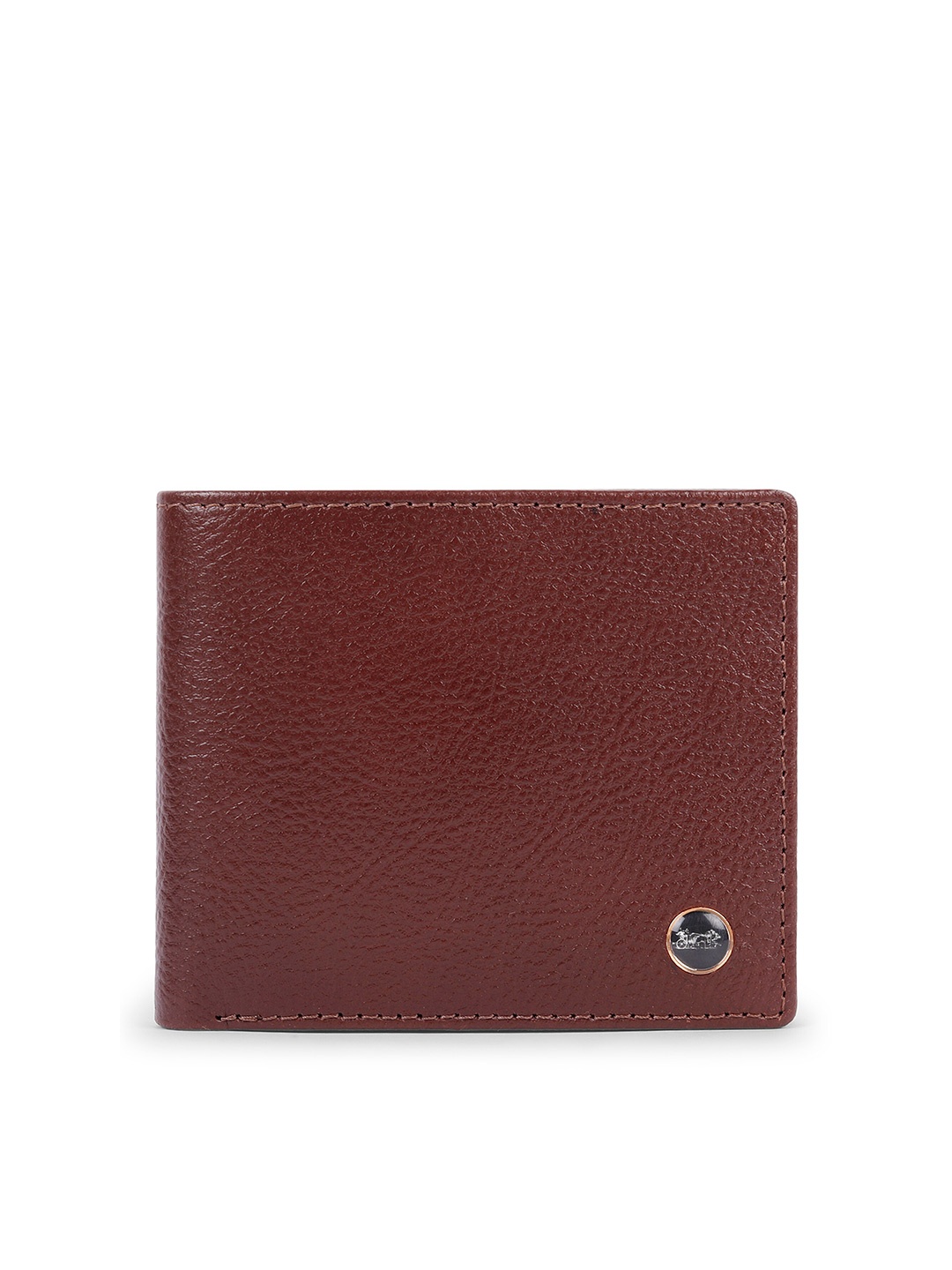 

Belwaba Men Maroon Textured Leather Two Fold Wallet