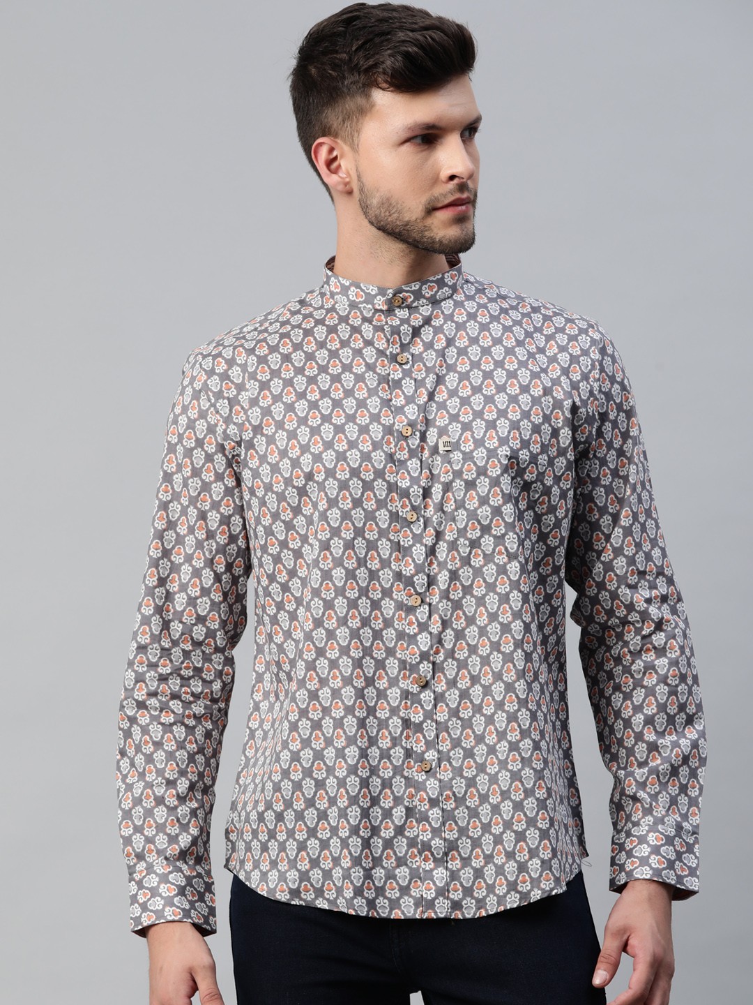 

Readiprint Fashions Men Grey Floral Printed Casual Shirt
