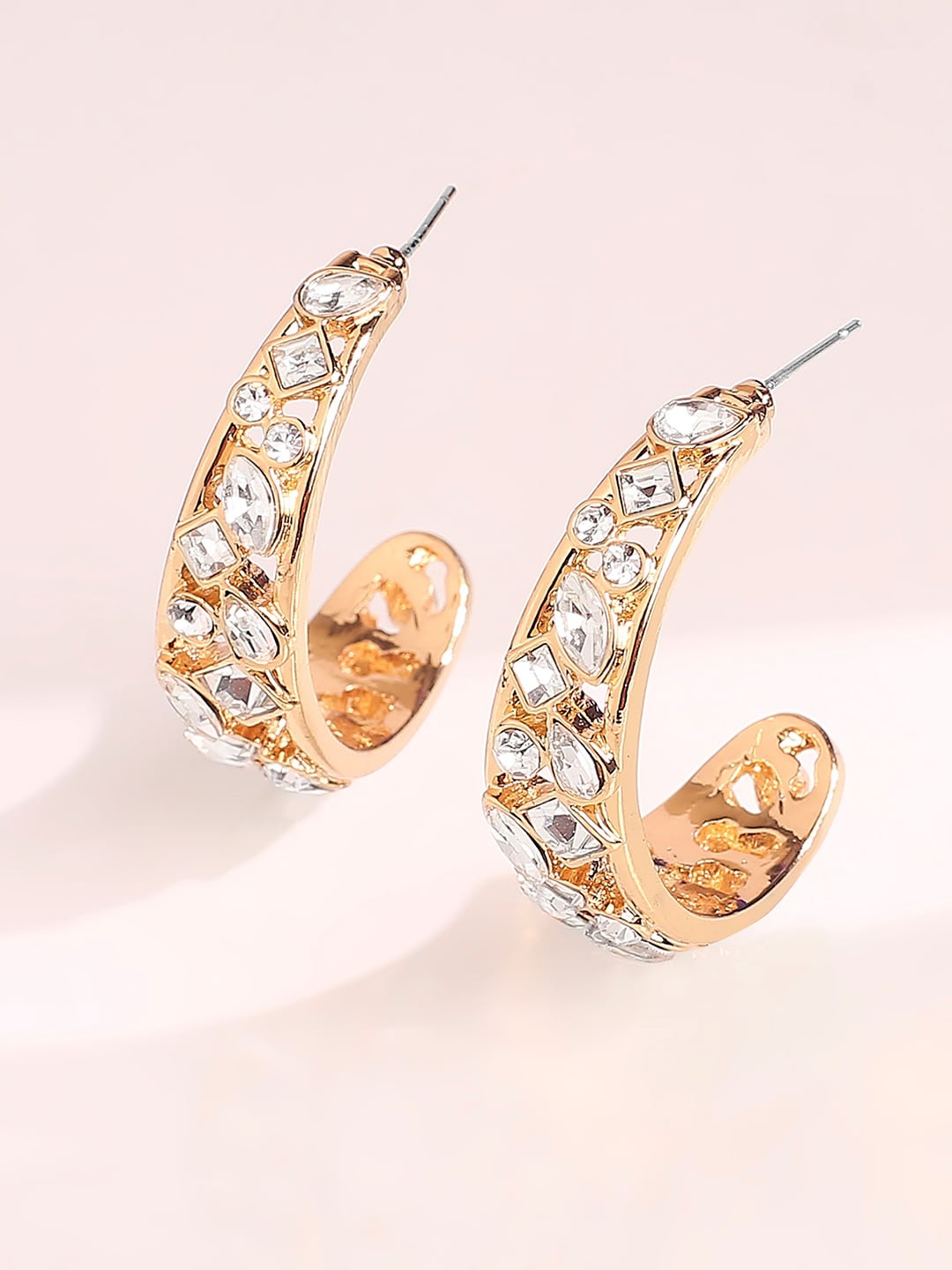 

Lilly & sparkle Gold-Toned Geometric Half Hoop Earrings