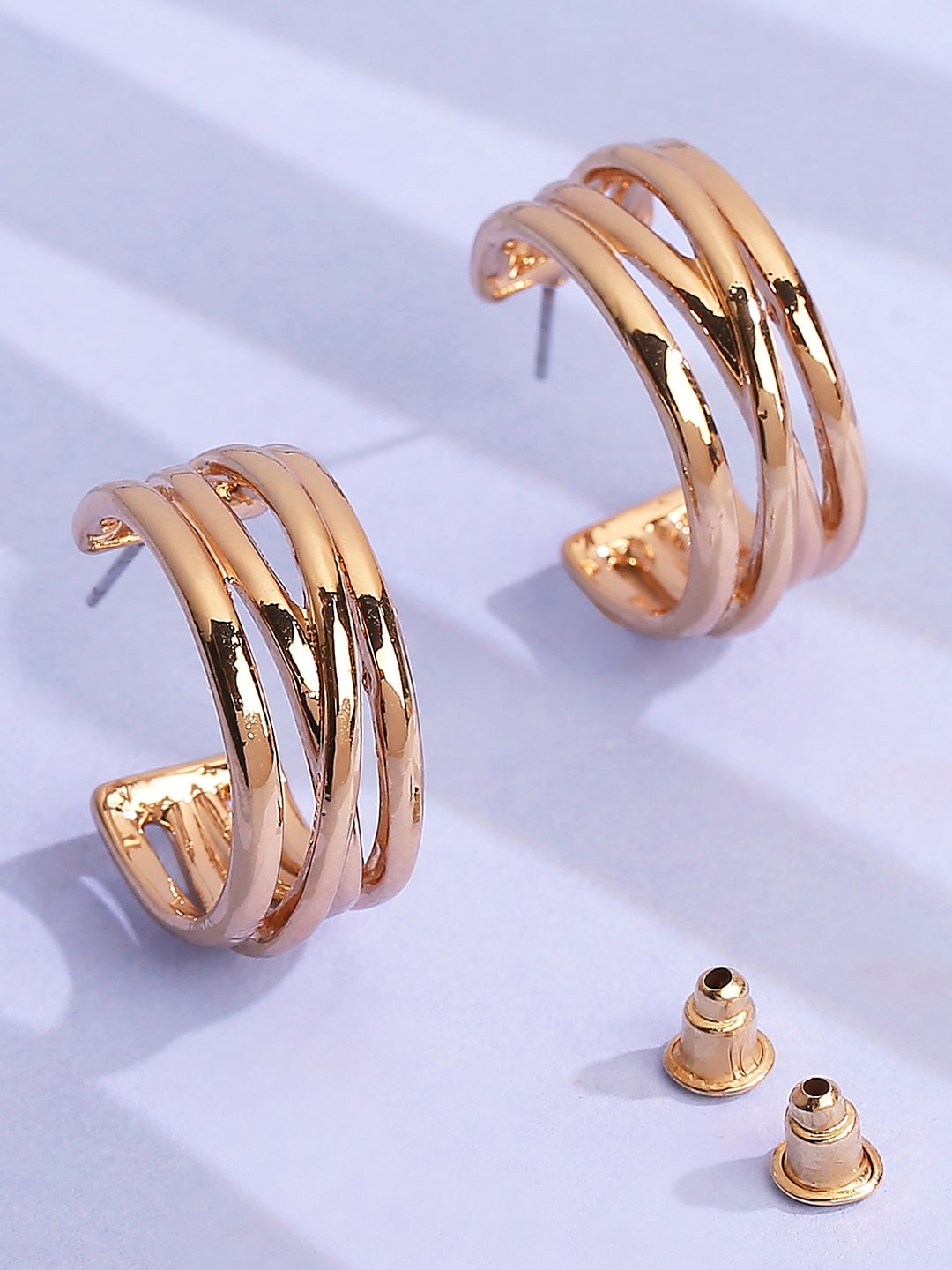 

Lilly & sparkle Gold-Toned Circular Half Hoop Earrings
