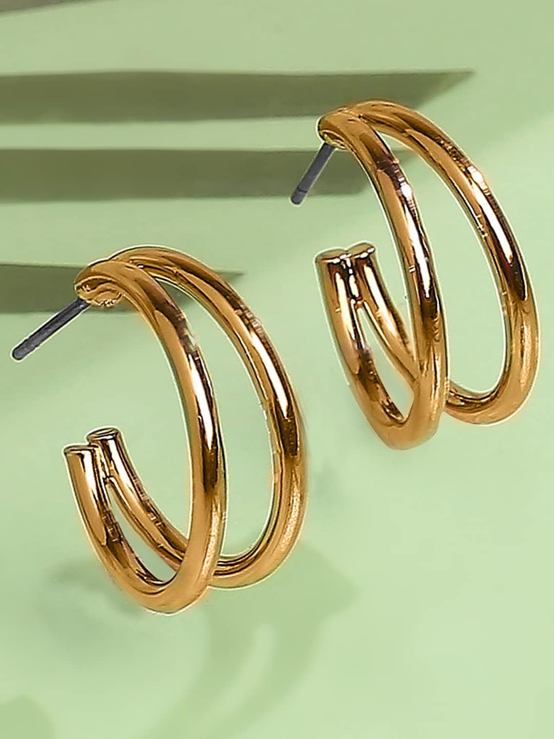 

Lilly & sparkle Gold-Toned Contemporary Half Hoop Earrings