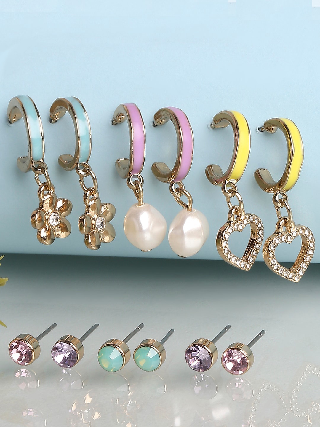 

Lilly & sparkle Gold-Plated Pack of 6 Pairs Of Earrings, Multi