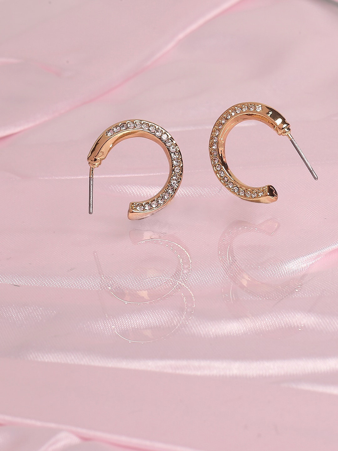 

Lilly & sparkle Gold-Platred Circular Half Hoop Earrings