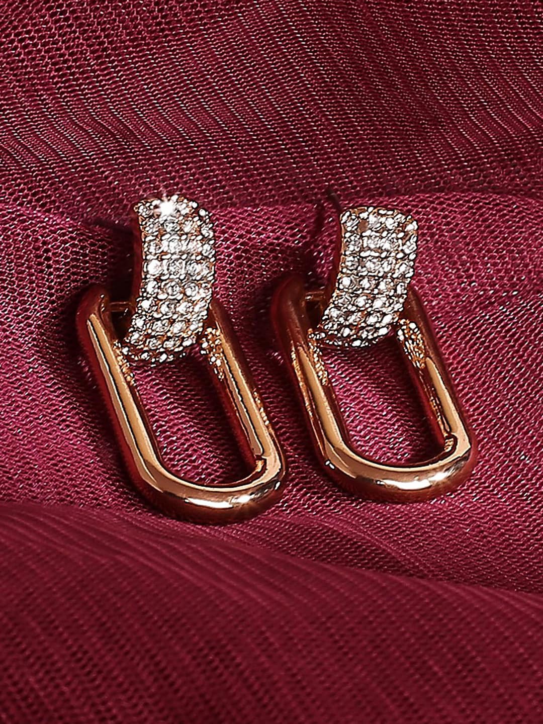 

Lilly & sparkle Gold-Plated White Circular Drop Earrings