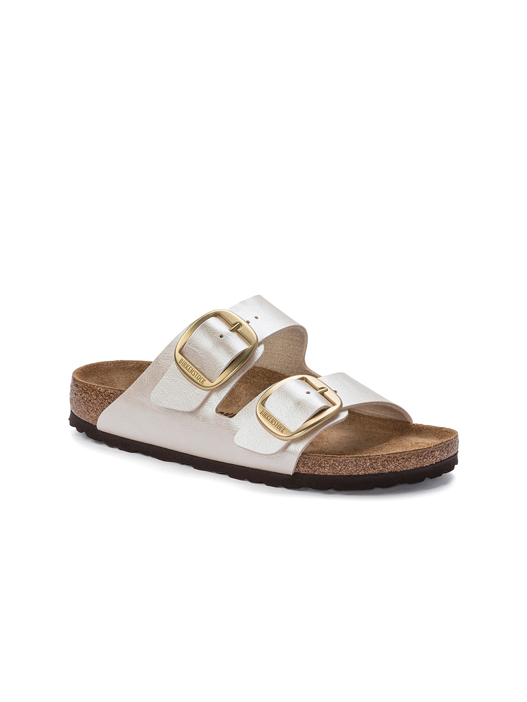 

Birkenstock Arizona Buckle Graceful Pearl White Narrow Width Birko-Flor Two-Strap Sandals, Off white