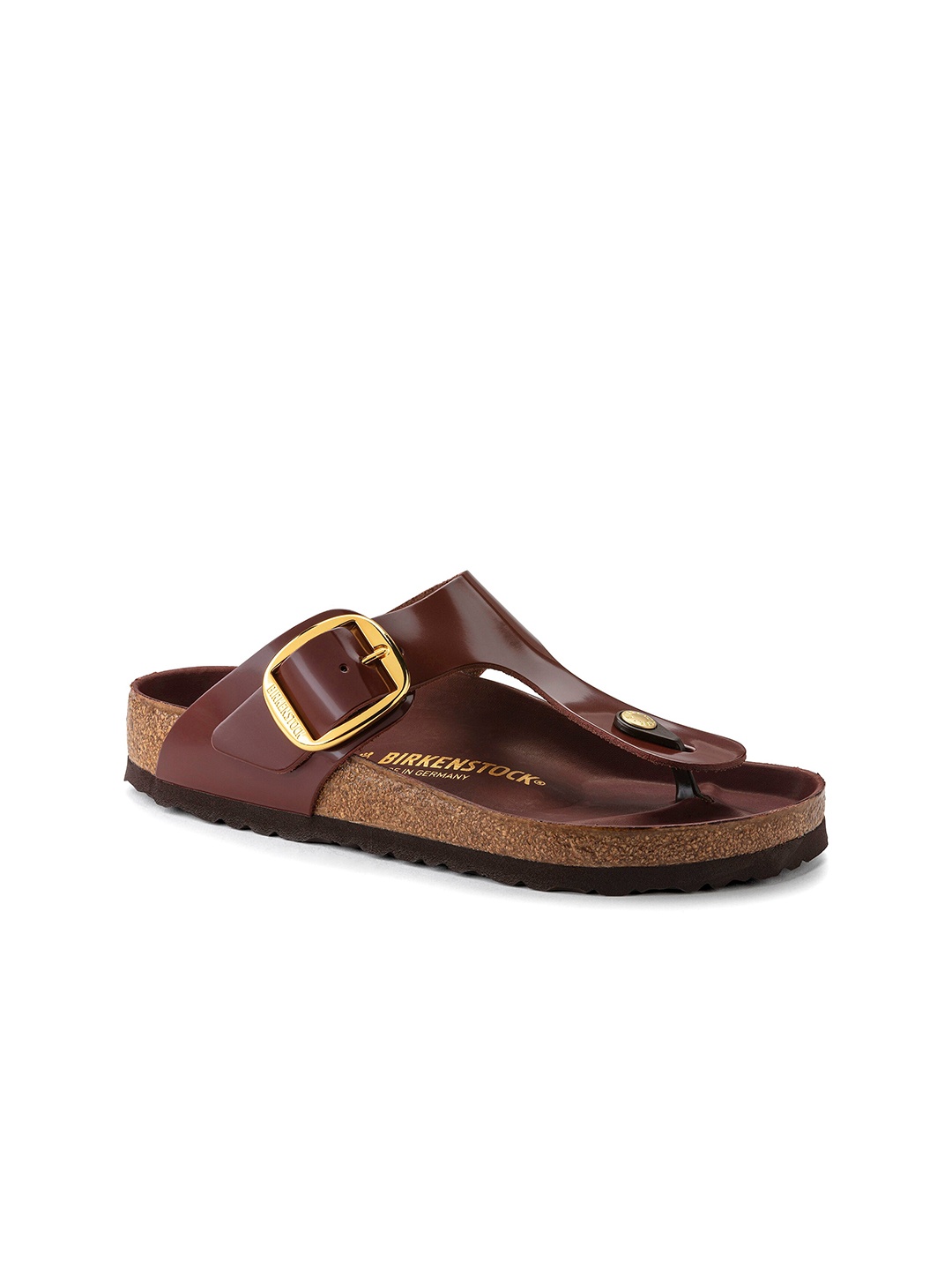 

Birkenstock Women Brown Regular Width Gizeh Open Toe Flats with Buckles