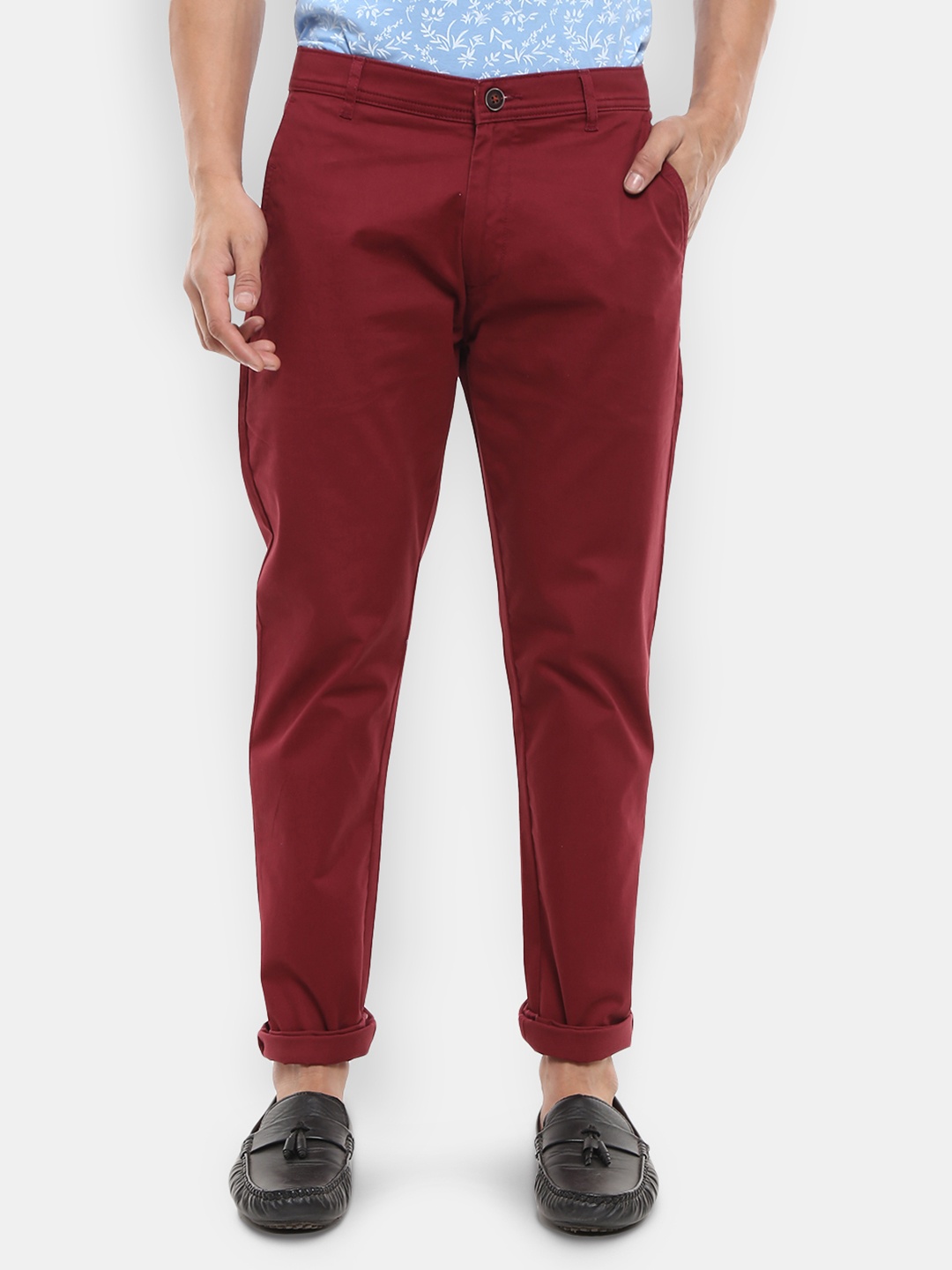 

V-Mart Men Maroon Slim Fit Easy Wash Cotton Chinos Trousers