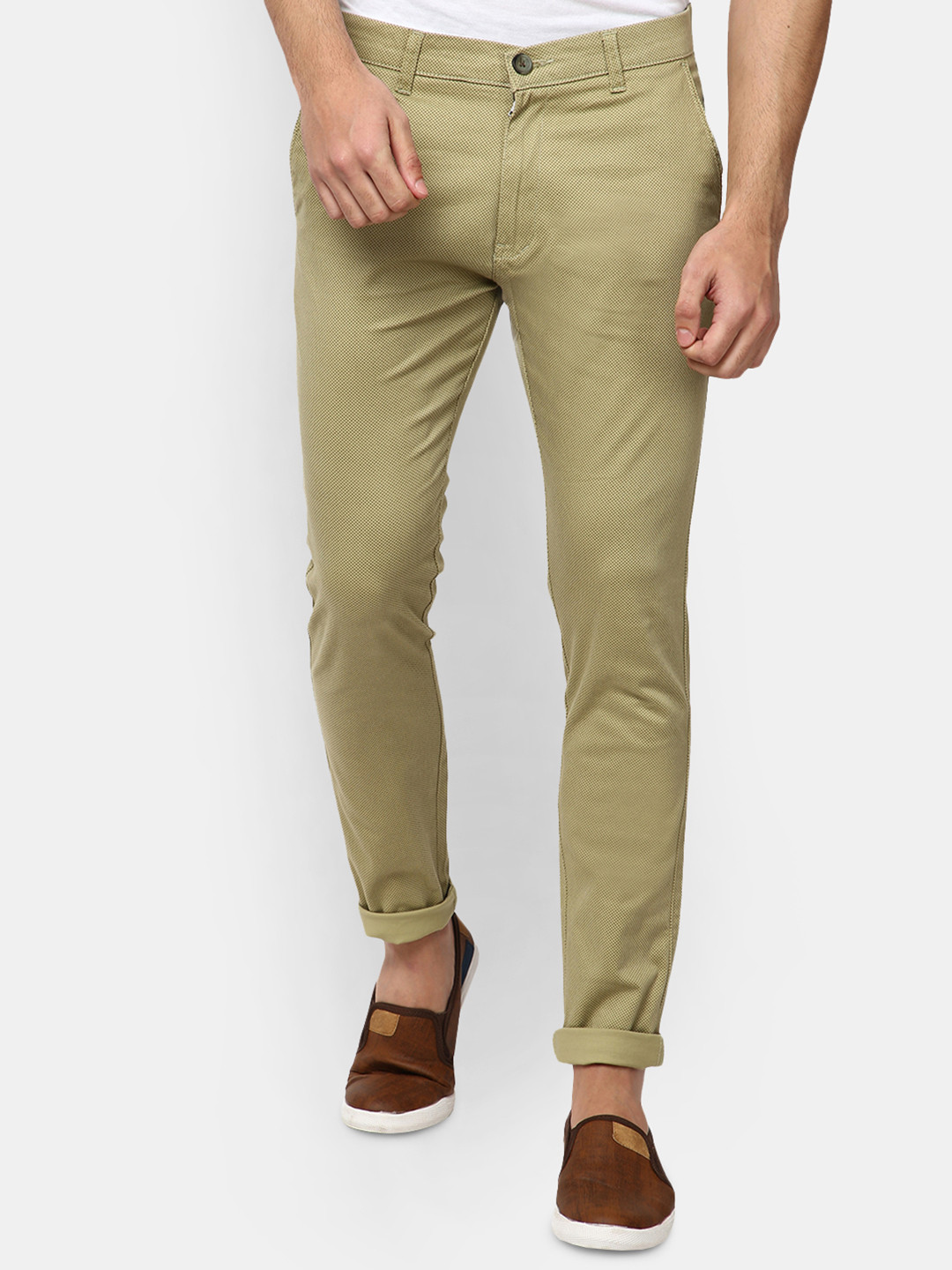 

V-Mart Men Sea Green Easy Wash Chinos Trousers