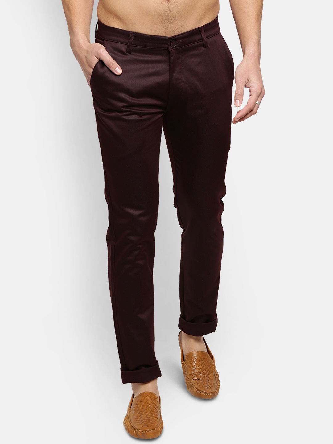 

V-Mart Men Maroon Slim Fit Easy Wash Chinos Trousers