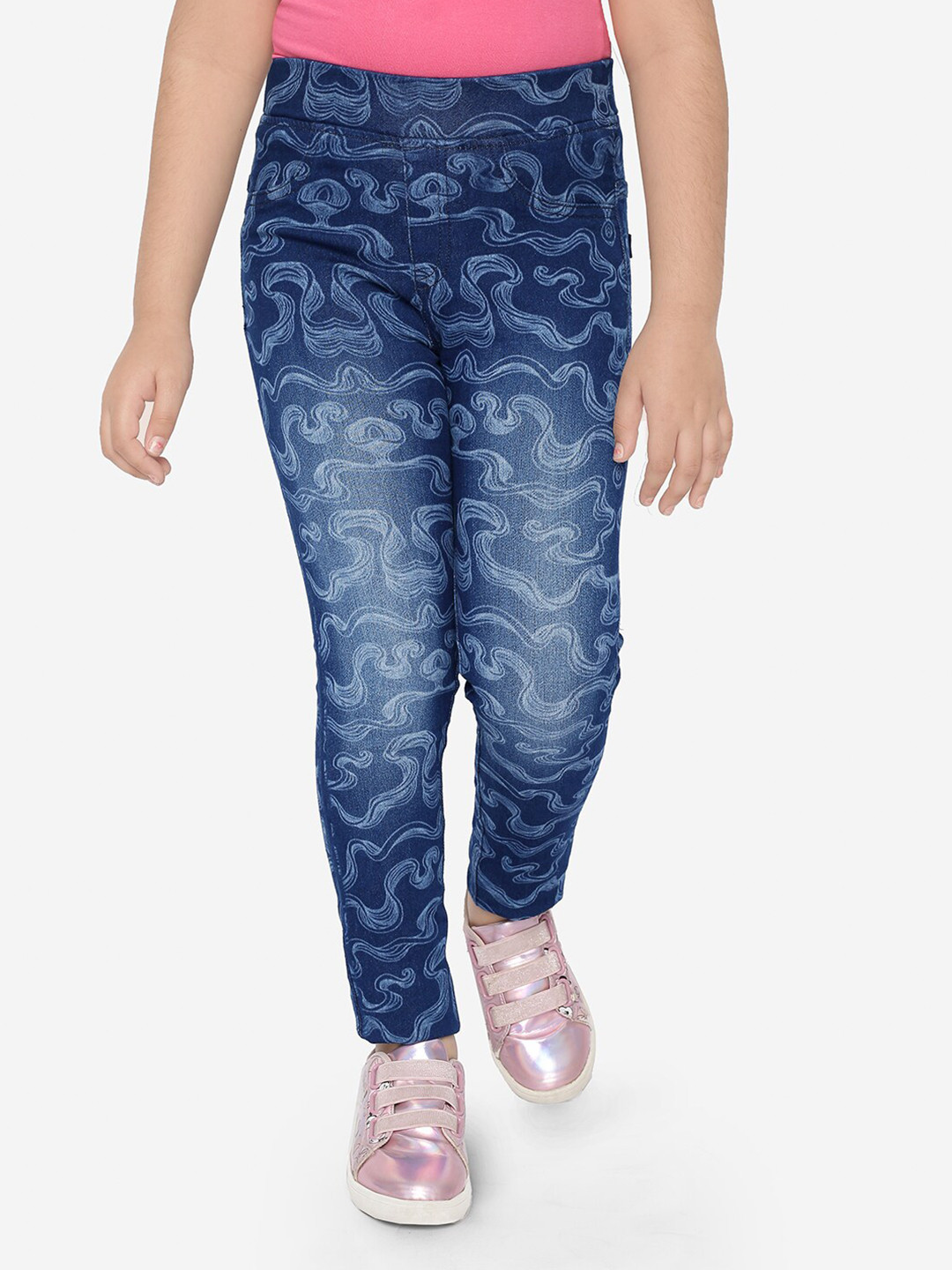 

Naughty Ninos Girls Blue Heavy Fade Printed Stretchable Jeans
