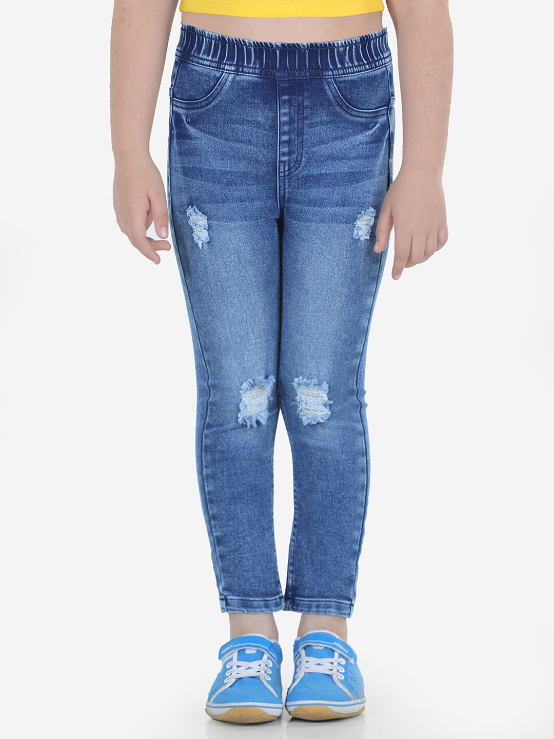 

Naughty Ninos Girls Blue Low Distress Light Fade Stretchable Jeans