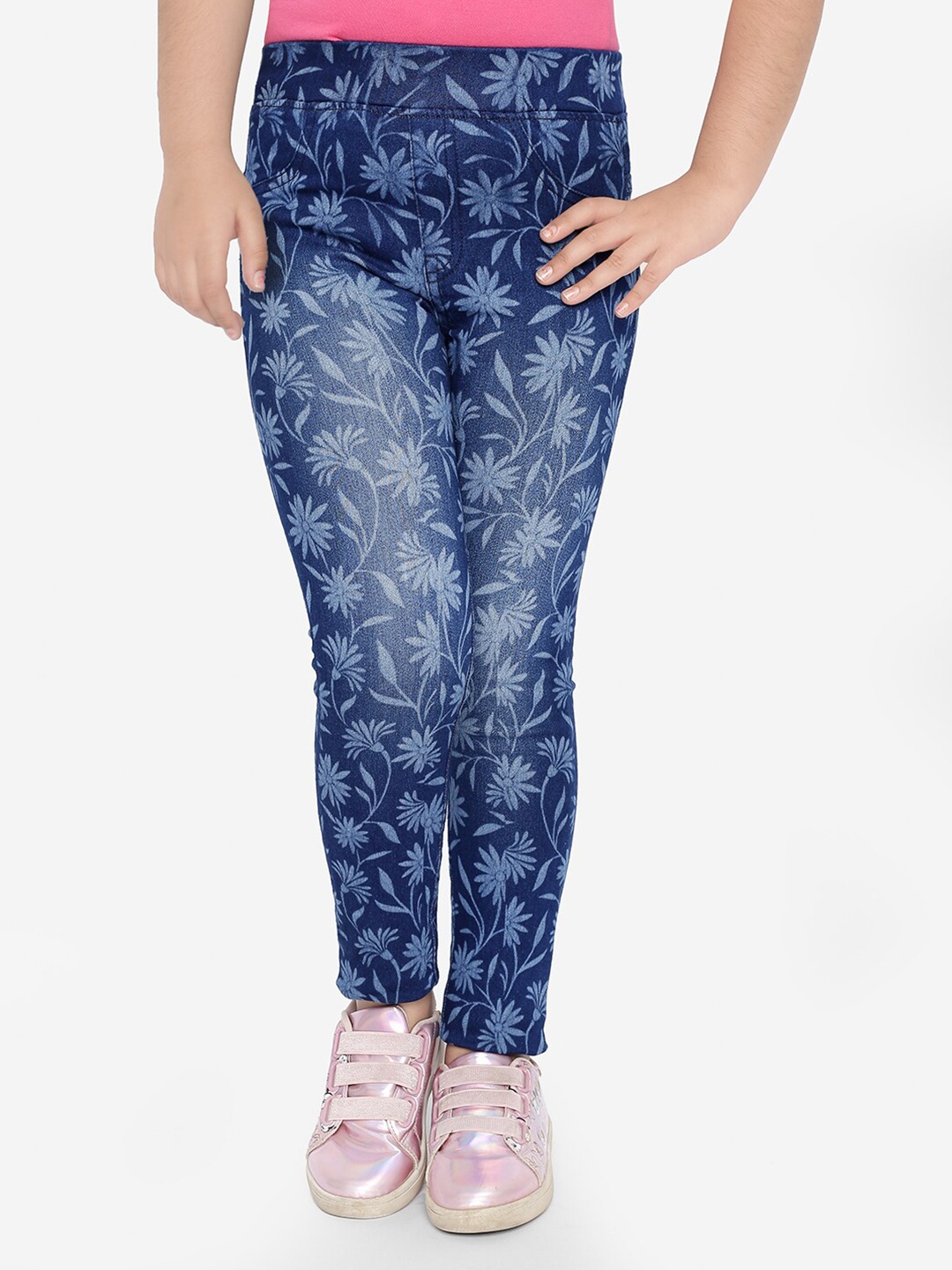 

Naughty Ninos Girls Blue Skinny Fit Heavy Fade Printed Jeans
