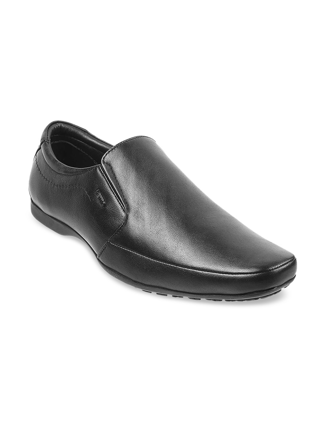 

Metro Men Black Solid Formal Leather Slip-Ons