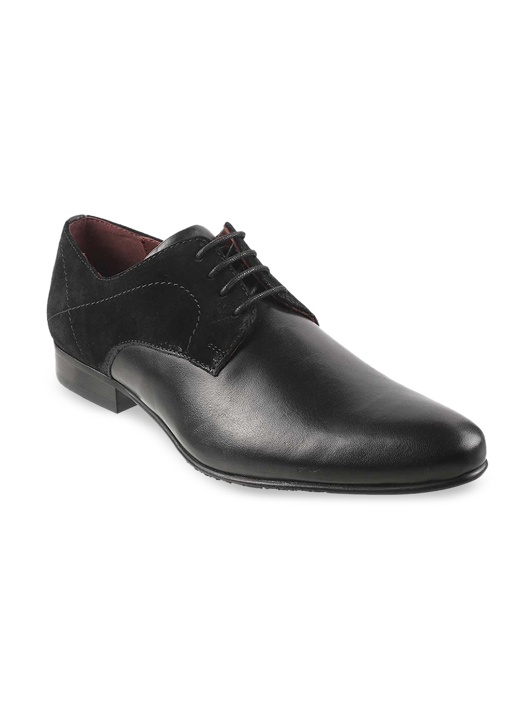 

DAVINCHI Men Black Solid Leather Formal Derbys