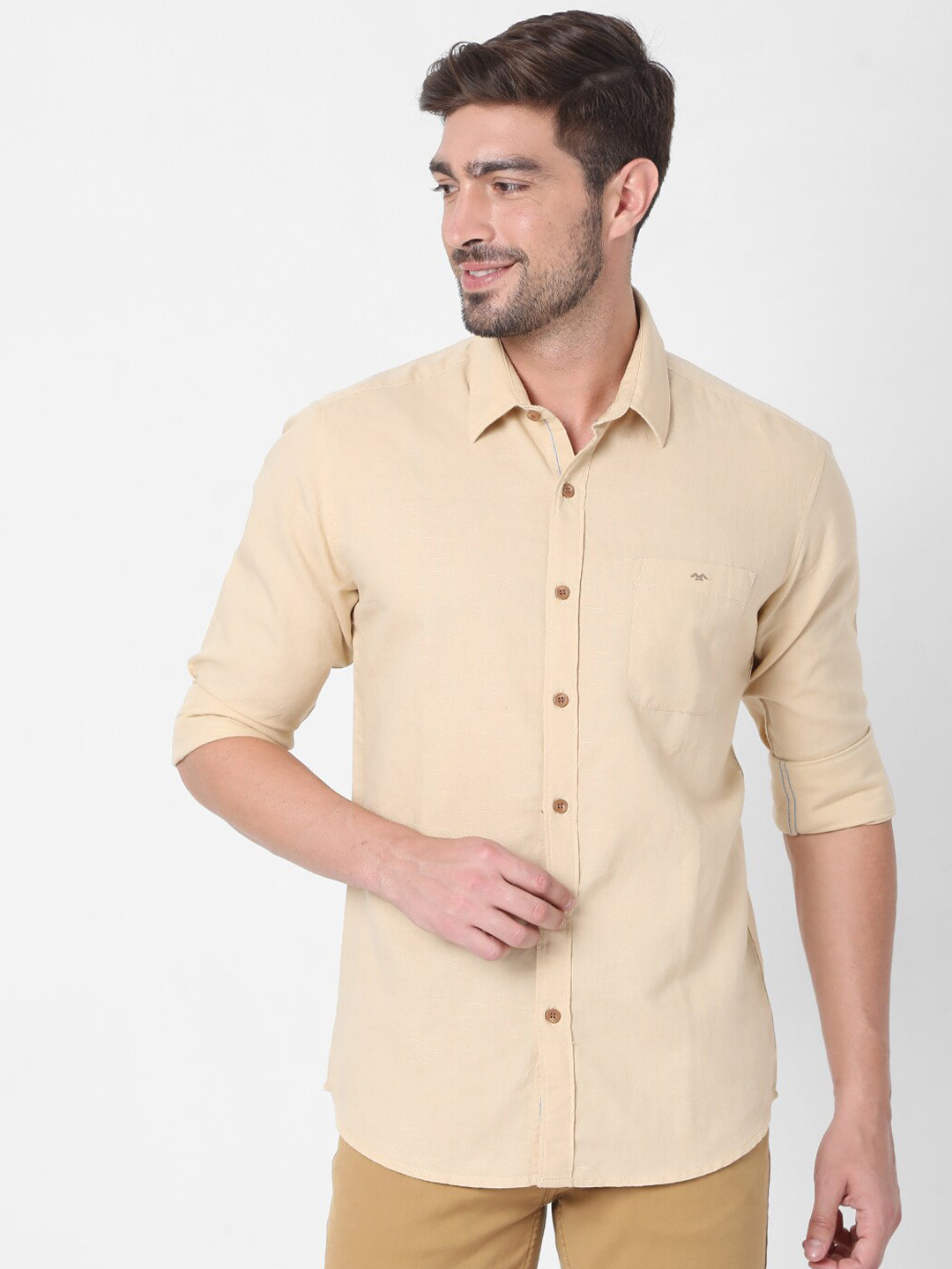 

Mufti Men Beige Classic Slim Fit Cotton Casual Shirt