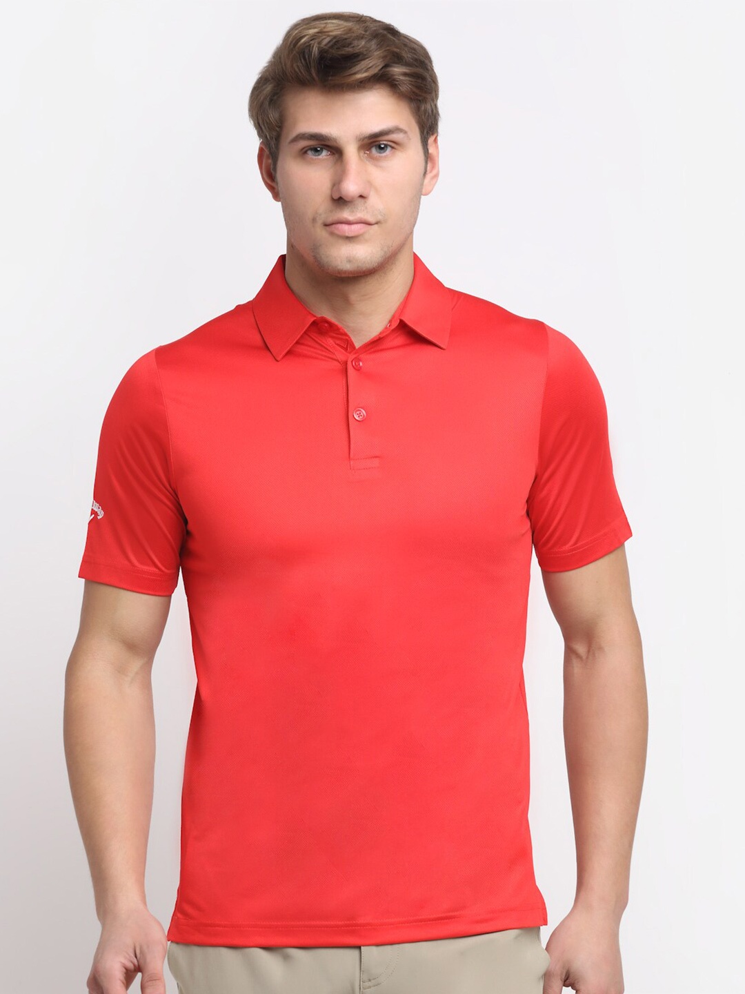

callaway Men Red Polo Collar T-shirt