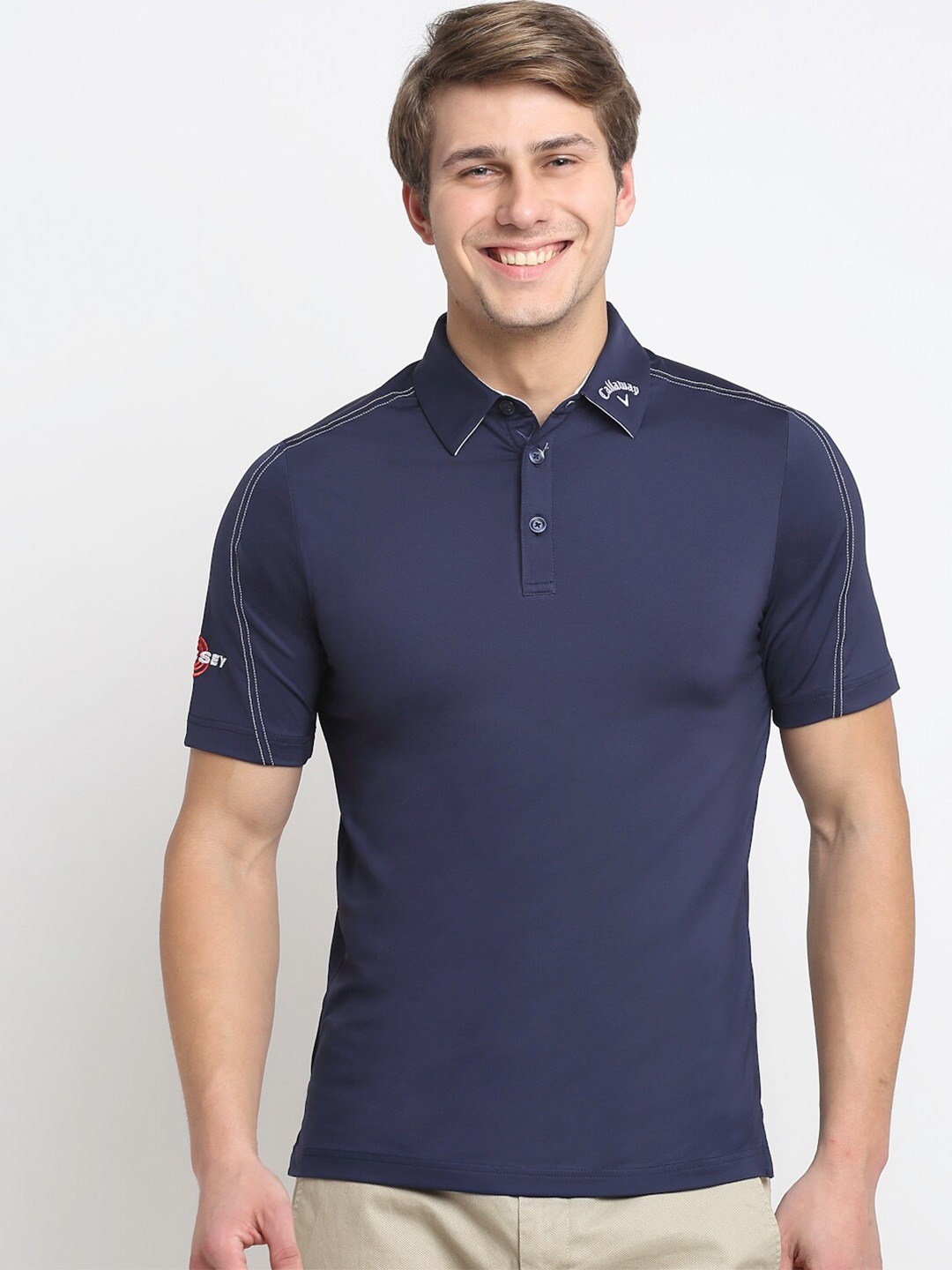 

callaway Men Navy Blue Polo Collar T-shirt