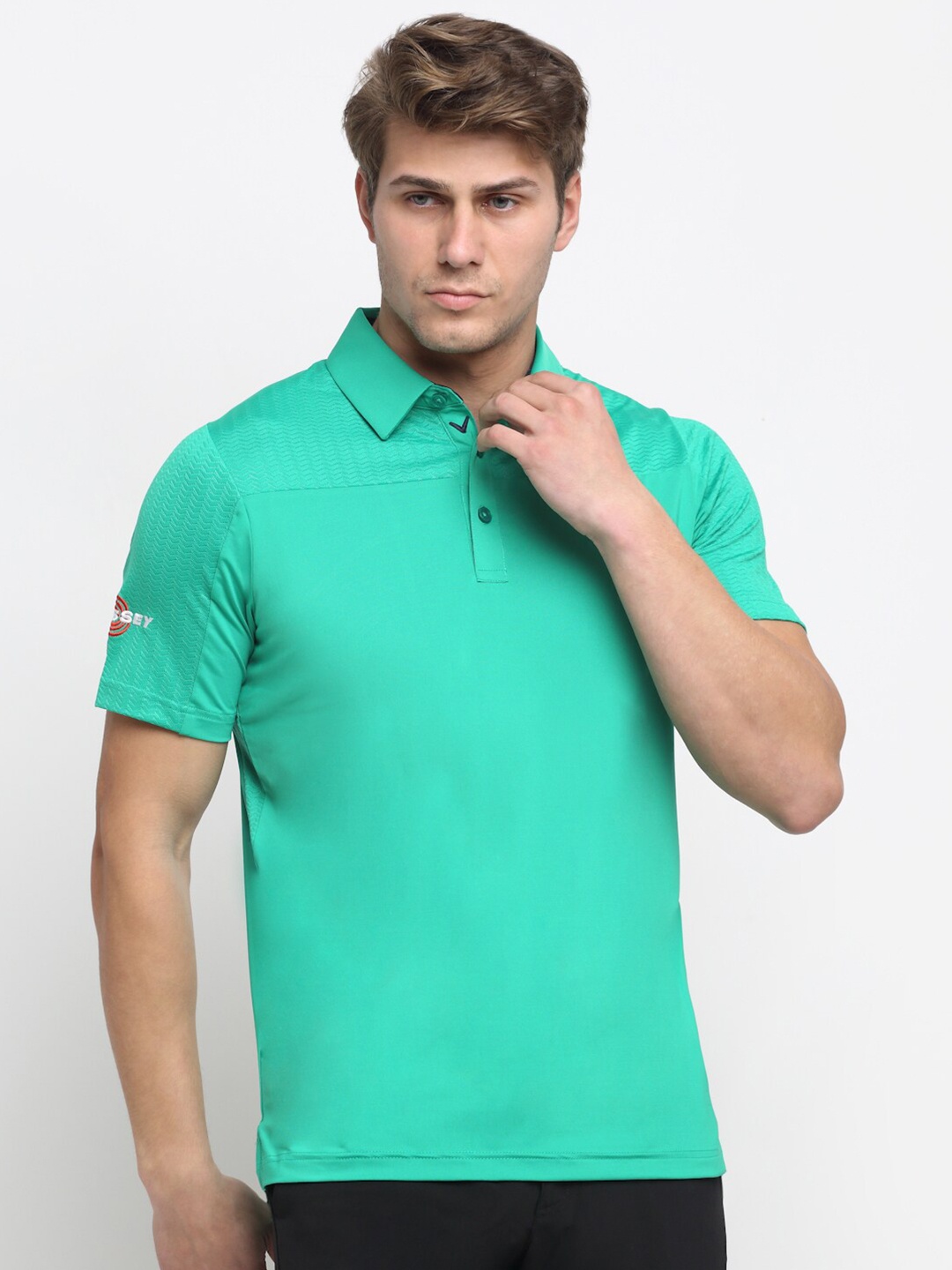 

callaway Men Green Polo Collar T-shirt with Dryfit Technology
