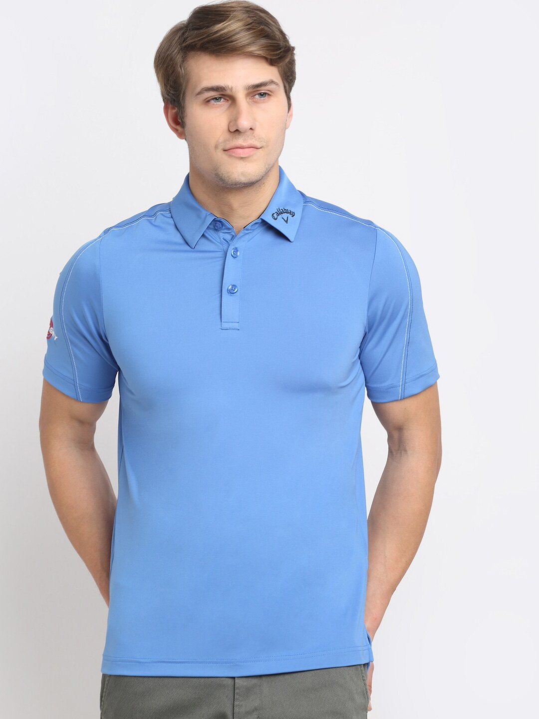 

callaway Men Blue Polo Collar T-shirt