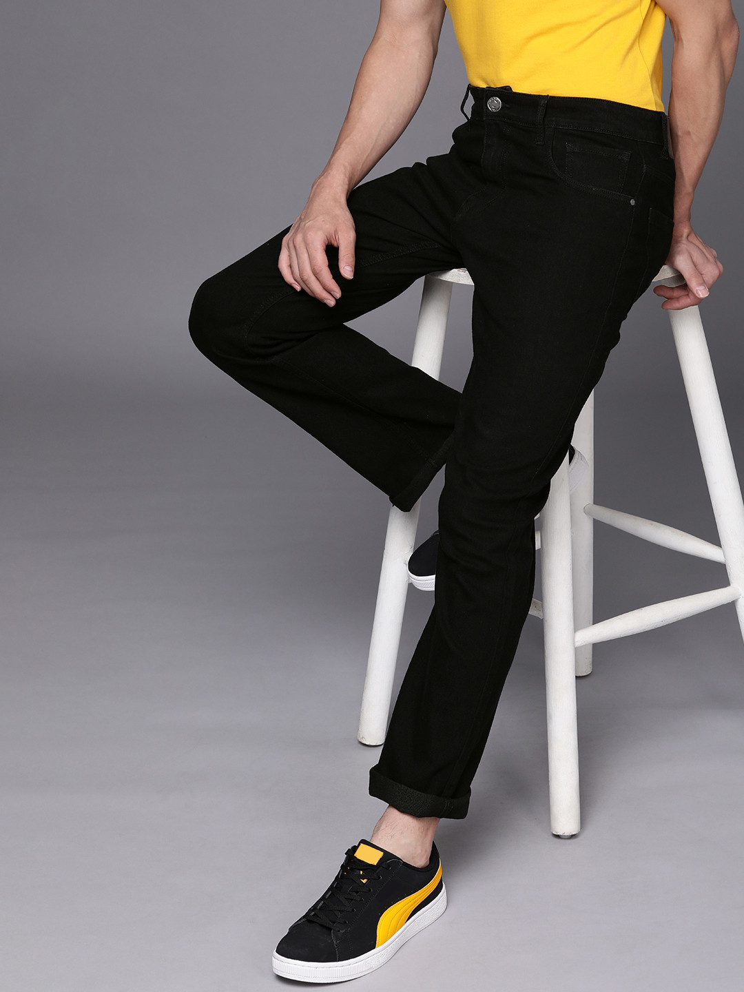 

WROGN Men Black Bootcut Fit Stretchable Jeans