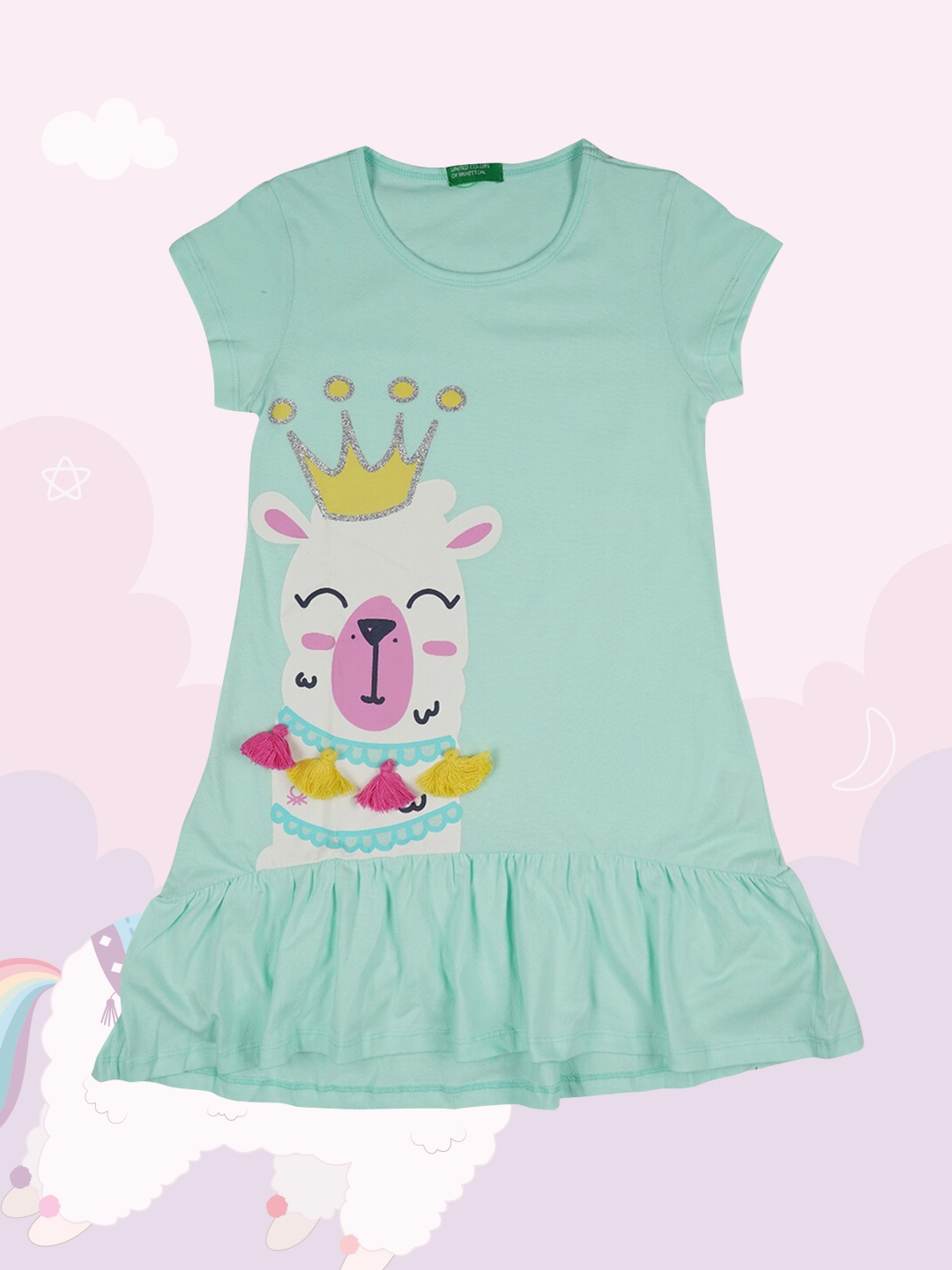 

United Colors of Benetton Green Printed A-Line Dress