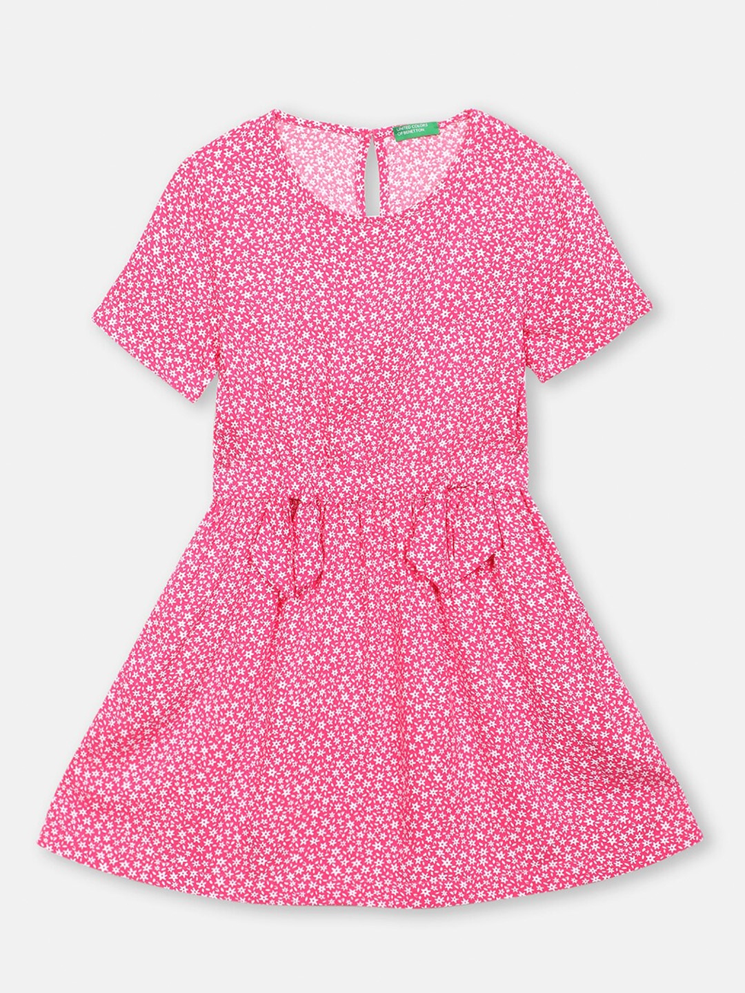 

United Colors of Benetton Girls Pink Floral Print Fit & Flare Dress