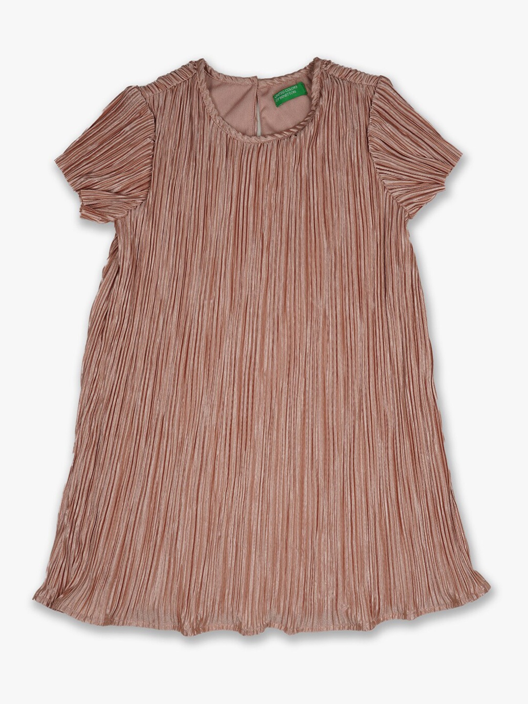 

United Colors of Benetton Gold-Toned Striped A-Line Dress