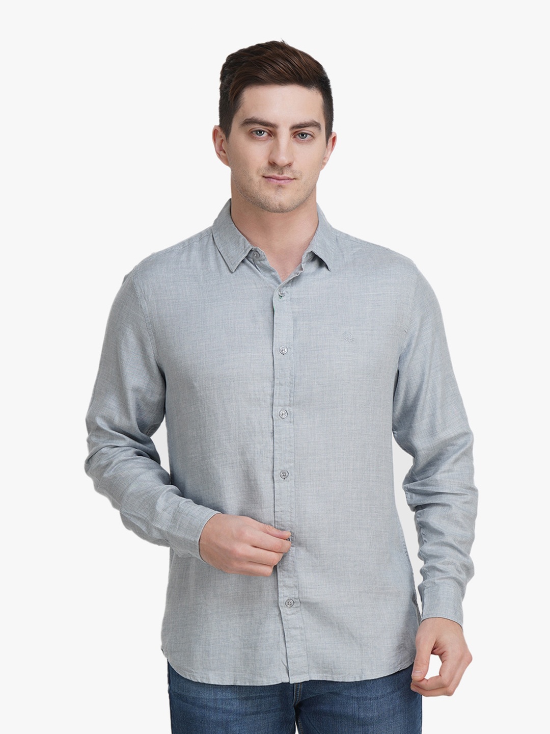 

United Colors of Benetton Men Blue Slim Fit Casual Shirt