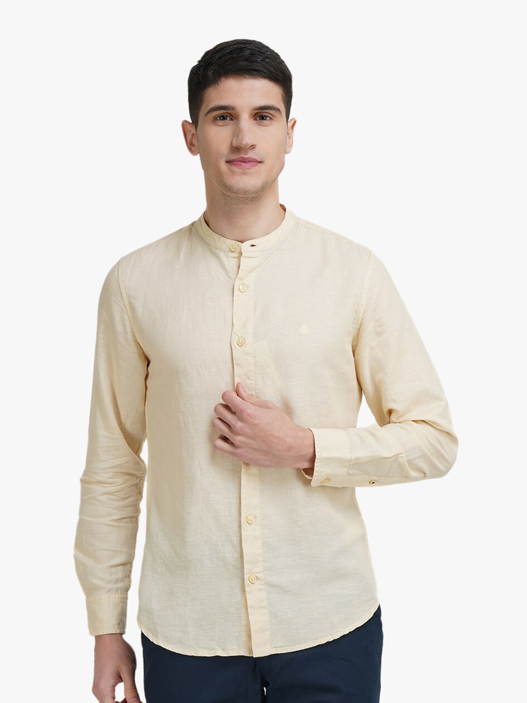 

United Colors of Benetton Men Beige Slim Fit Cotton Casual Shirt