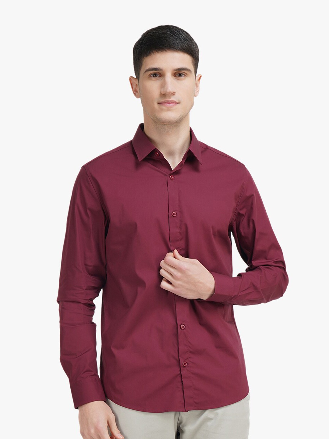 

United Colors of Benetton Men Maroon Slim Fit Casual Shirt