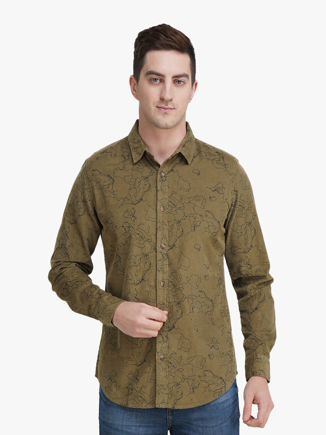 

United Colors of Benetton Brown Slim Fit Printed Casual Shirt