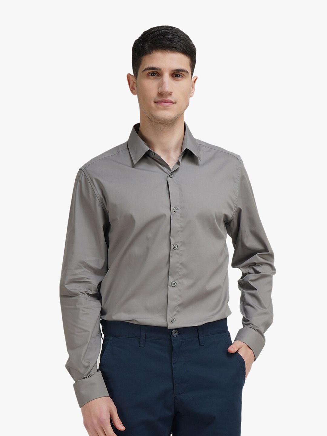 

United Colors of Benetton Men Grey Slim Fit Casual Shirt