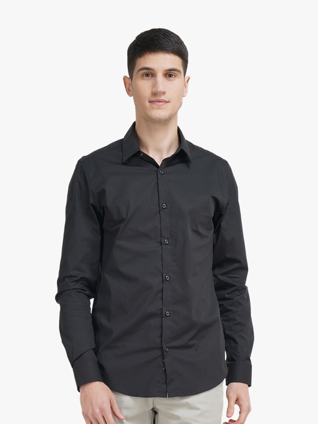United Colors of Benetton Men Black Slim Fit Casual Shirt