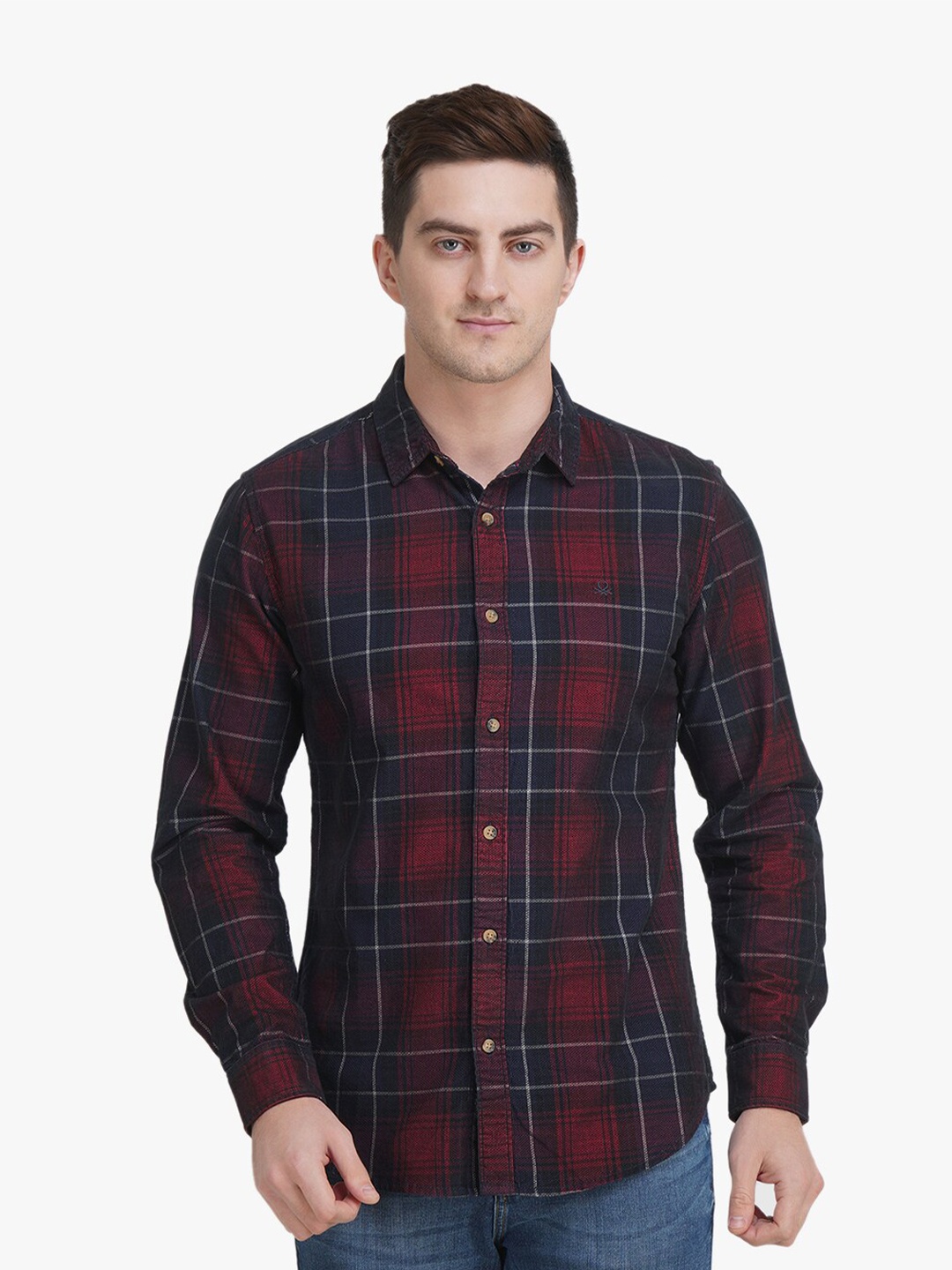 

United Colors of Benetton Men Multicoloured Slim Fit Tartan Checks Checked Casual Shirt, Multi