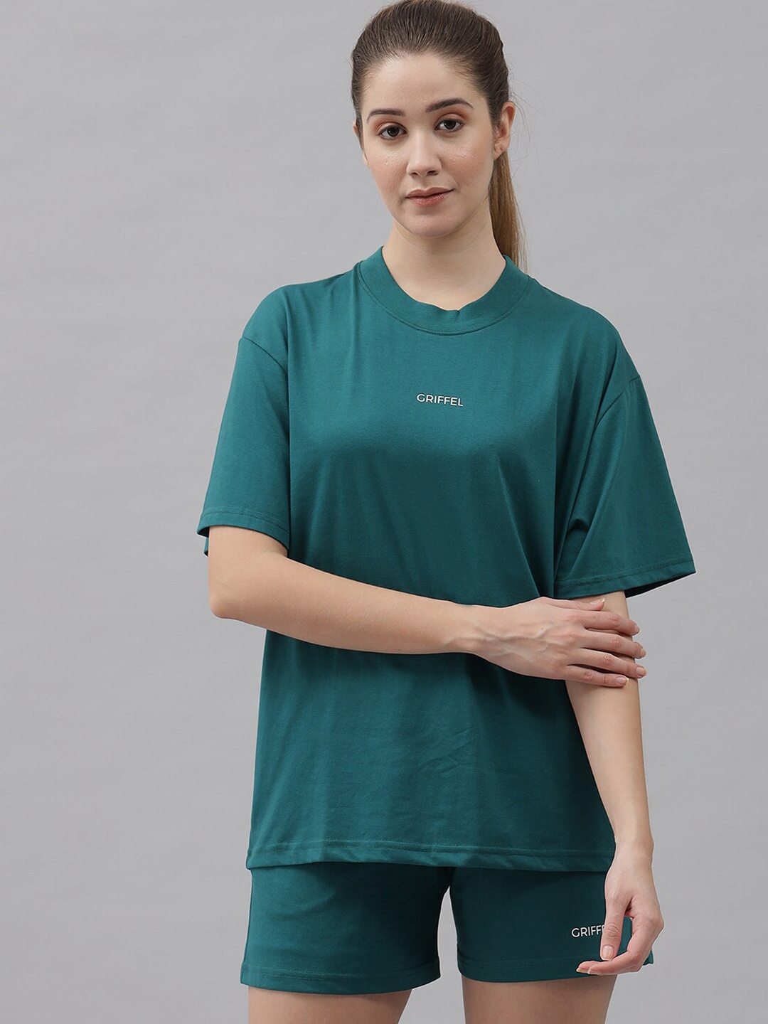 

GRIFFEL Pure Cotton T-shirt with Shorts, Green