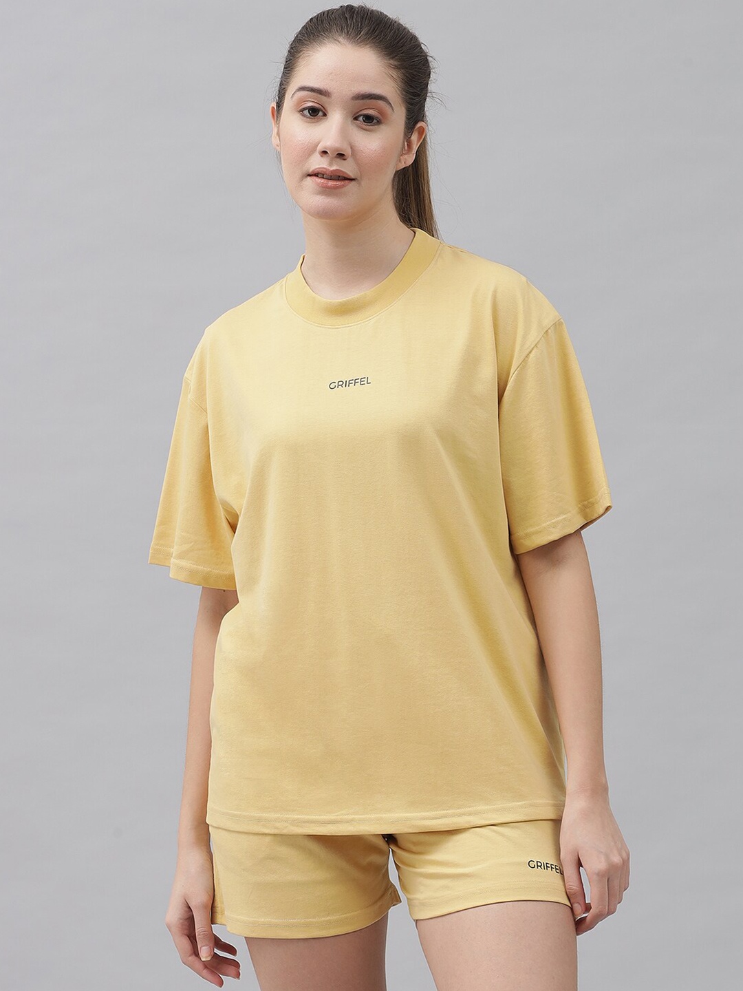 

GRIFFEL Women Yellow Pure Cotton Co-ords Set