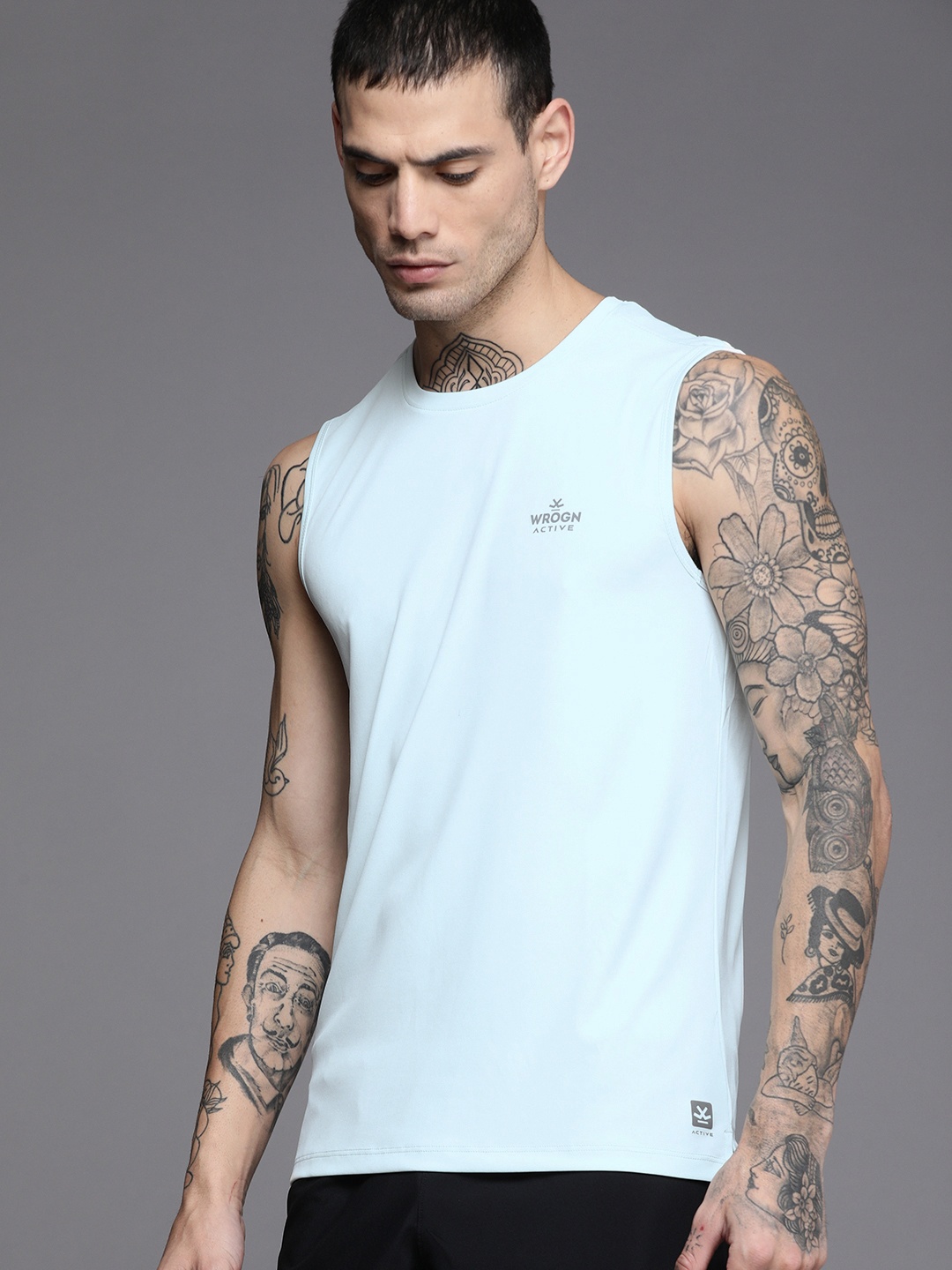 

WROGN ACTIVE Men Blue Typography Printed Slim Fit T-shirt