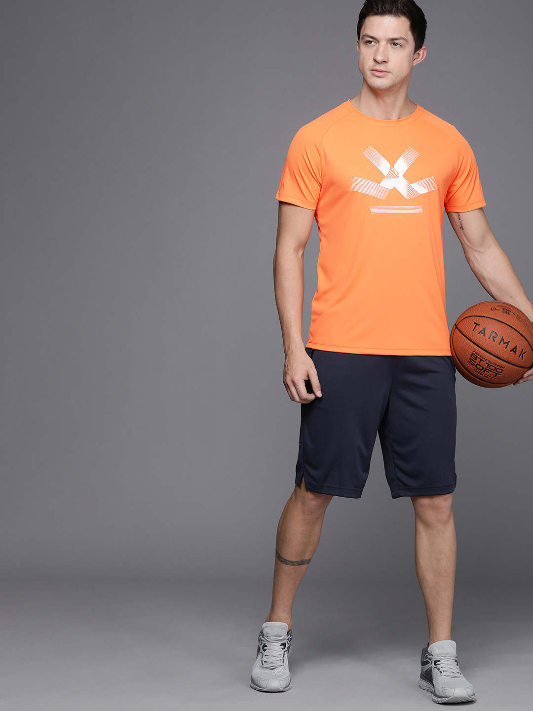 

WROGN ACTIVE Men Orange Brand Logo Printed Dry Pro Slim Fit T-shirt