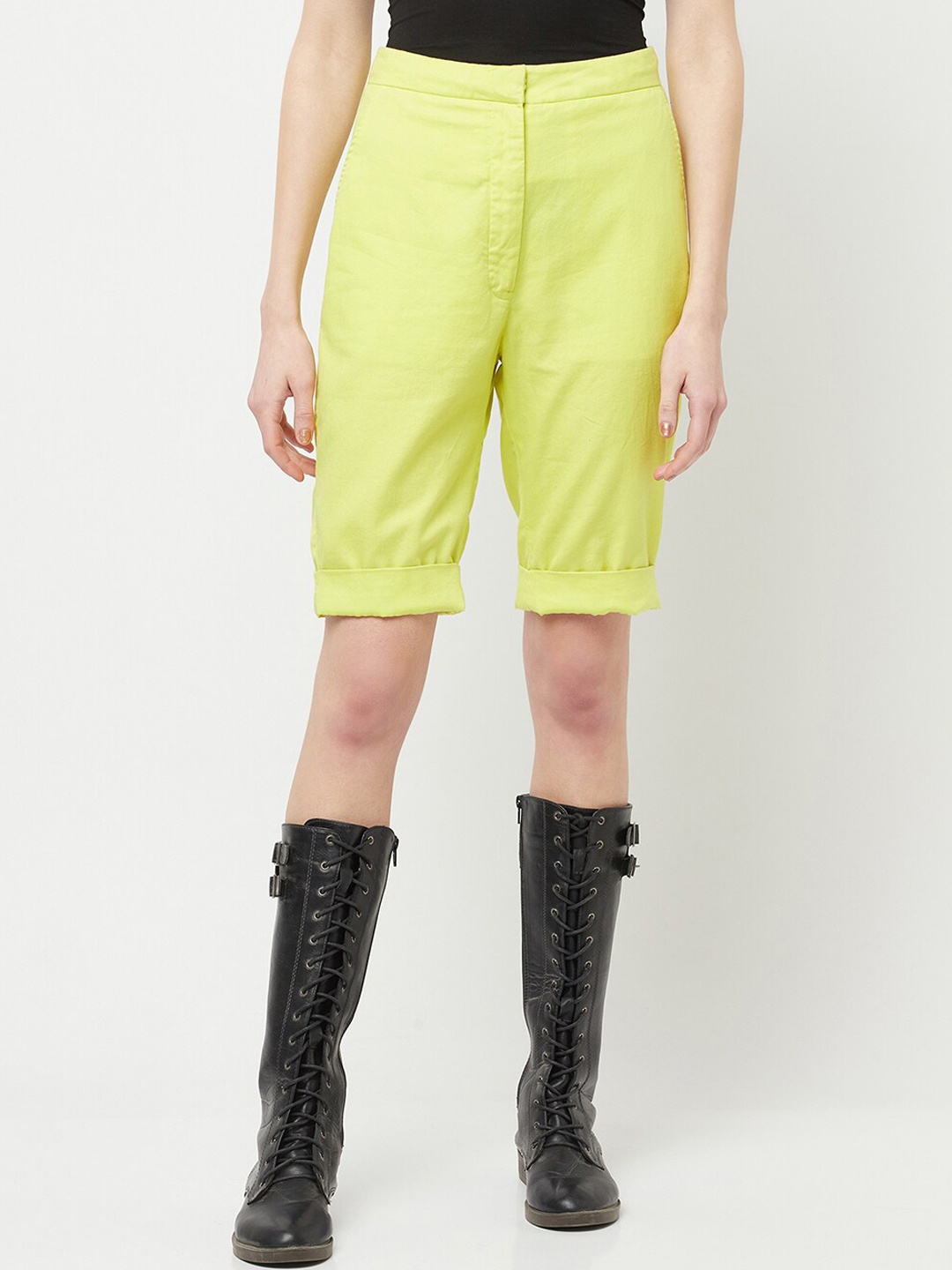 

Crimsoune Club X Nikhil Thampi Women Neon Shorts, Green