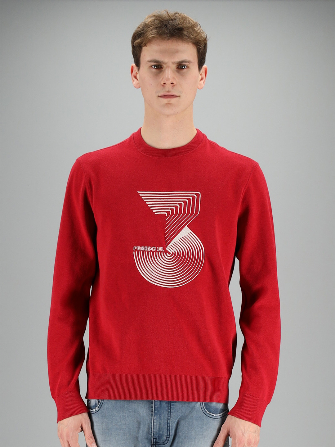 

FREESOUL Men Red Printed Sweatshirt