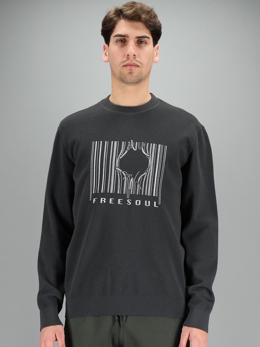 

FREESOUL Men Grey Printed Sweatshirt