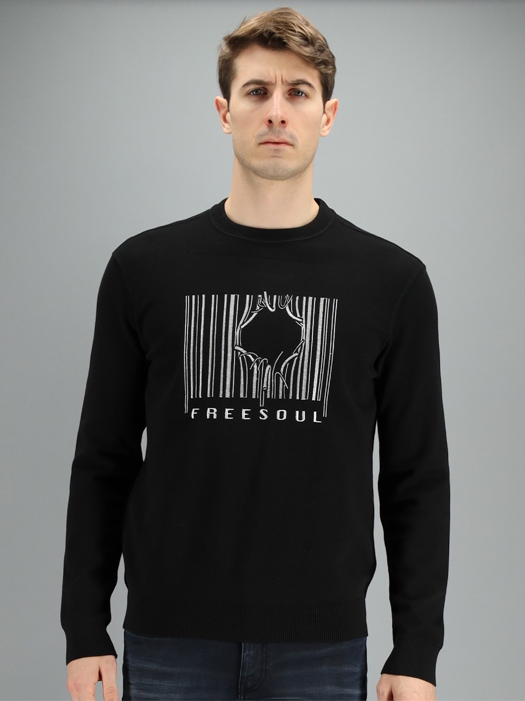 

FREESOUL Men Black Printed Sweatshirt