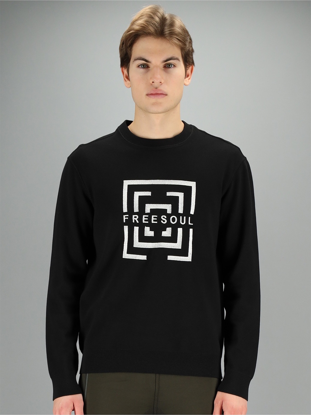 

FREESOUL Men Black Printed Sweatshirt