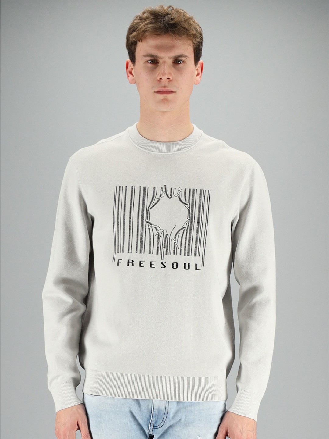 

FREESOUL Men Grey Printed Sweatshirt