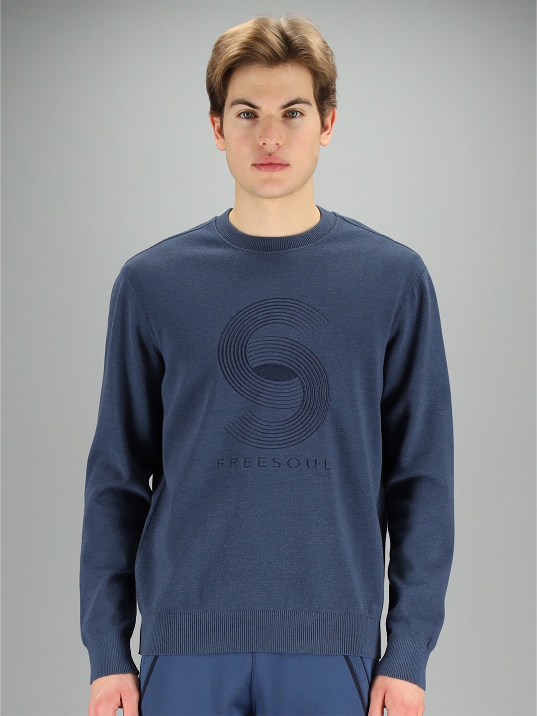 

FREESOUL Men Blue Printed Sweatshirt