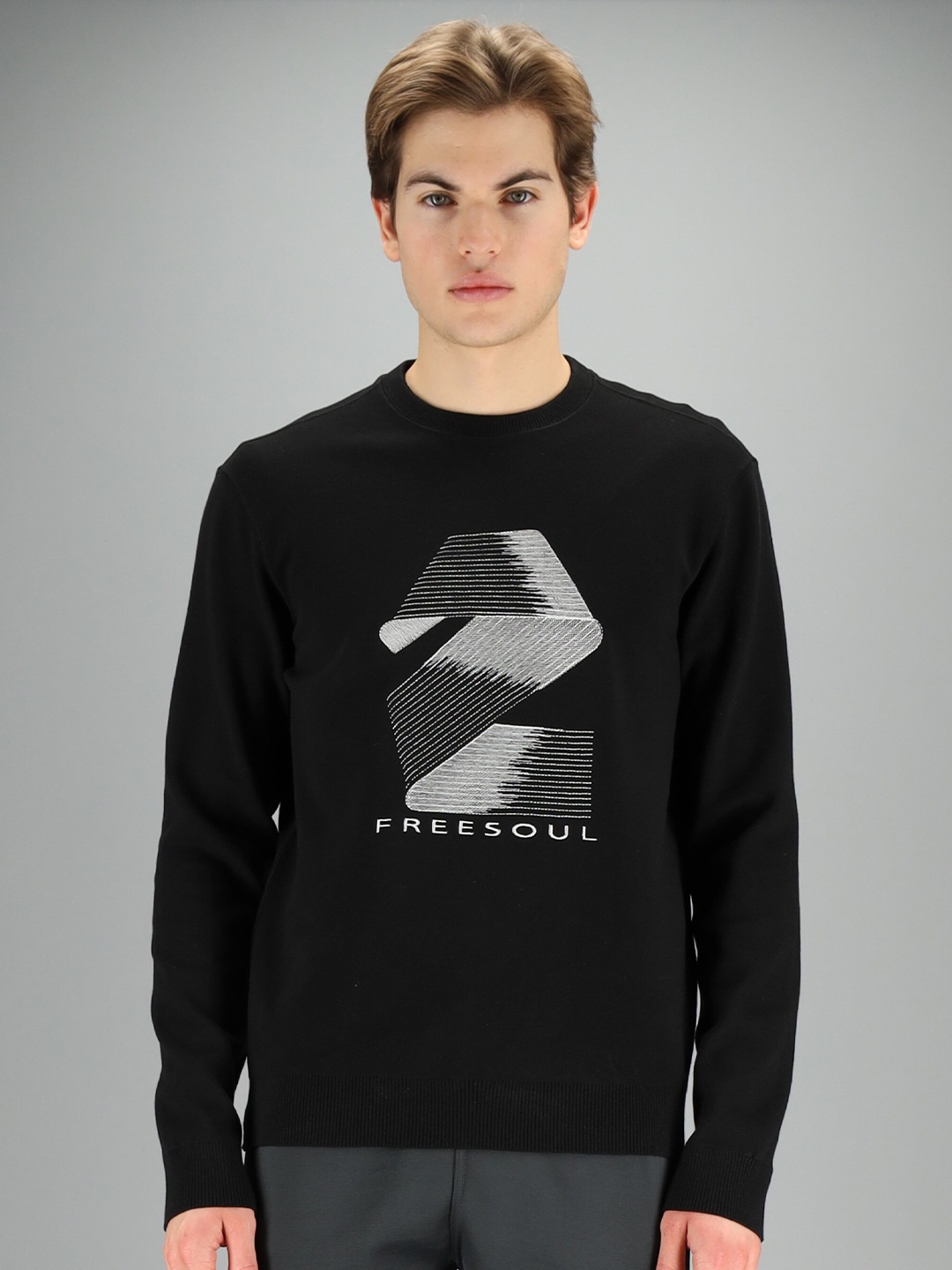 

FREESOUL Men Black Printed Sweatshirt