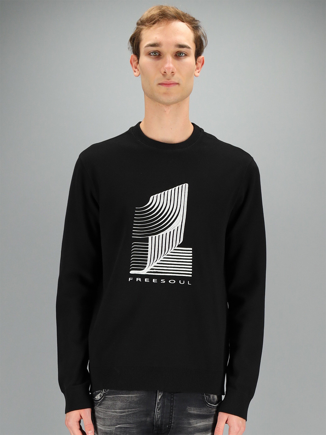 

FREESOUL Men Black Printed Sweatshirt