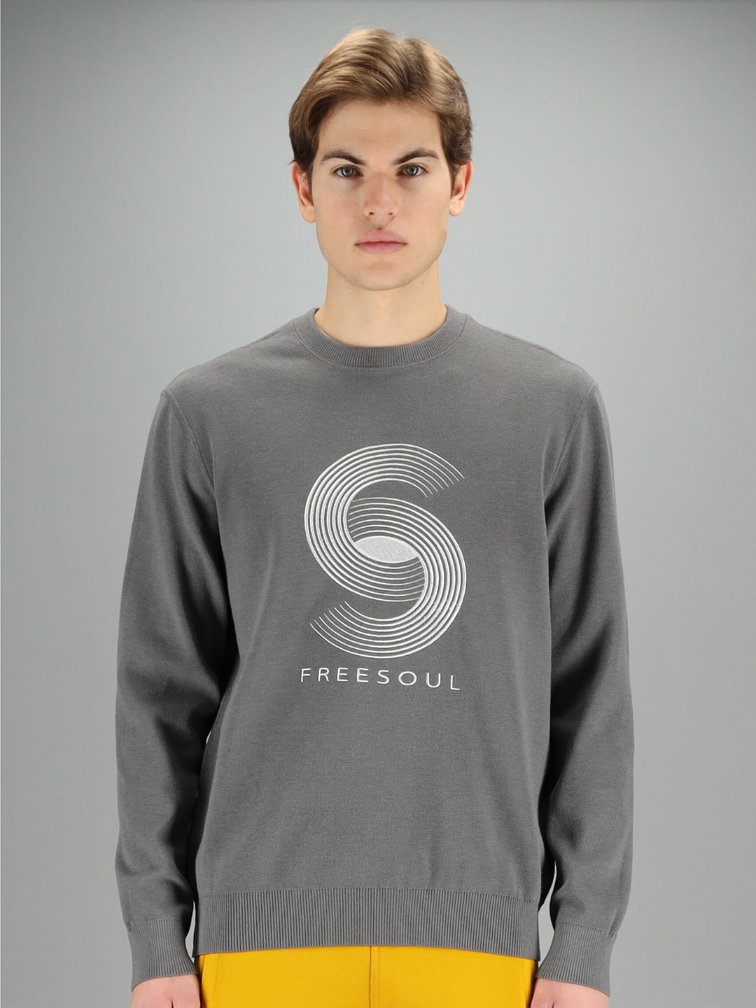 

FREESOUL Men Grey Printed Sweatshirt