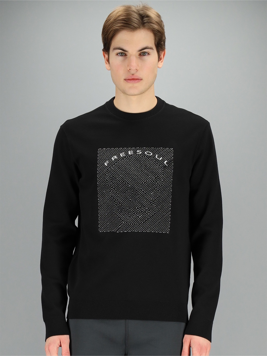 

FREESOUL Men Black Printed Sweatshirt
