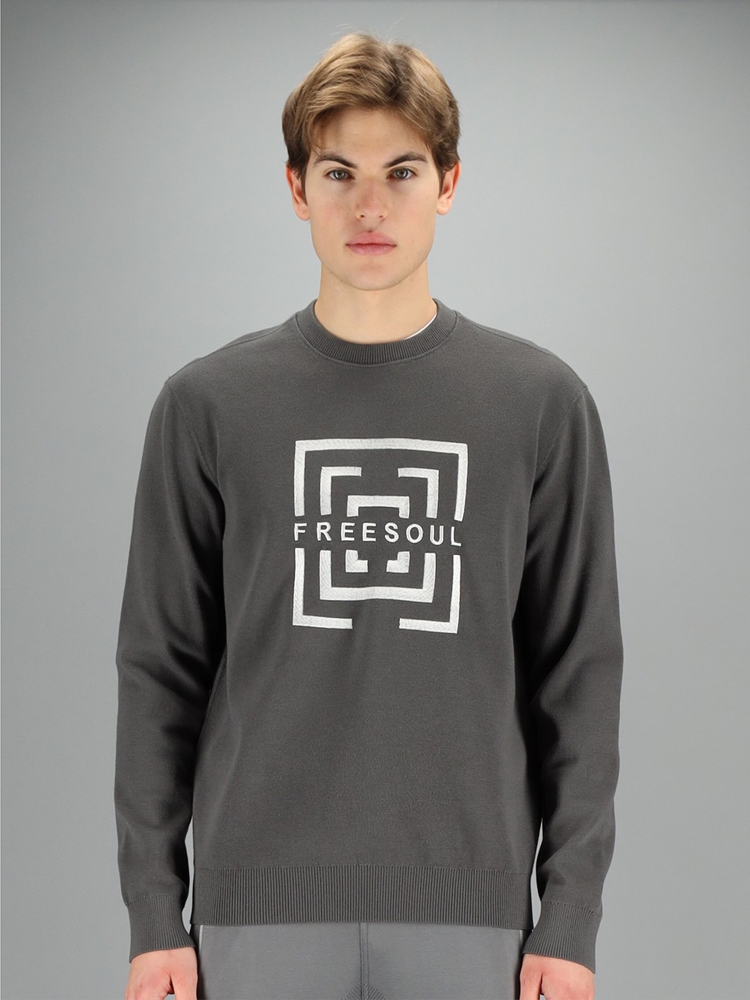 

FREESOUL Men Grey Printed Sweatshirt